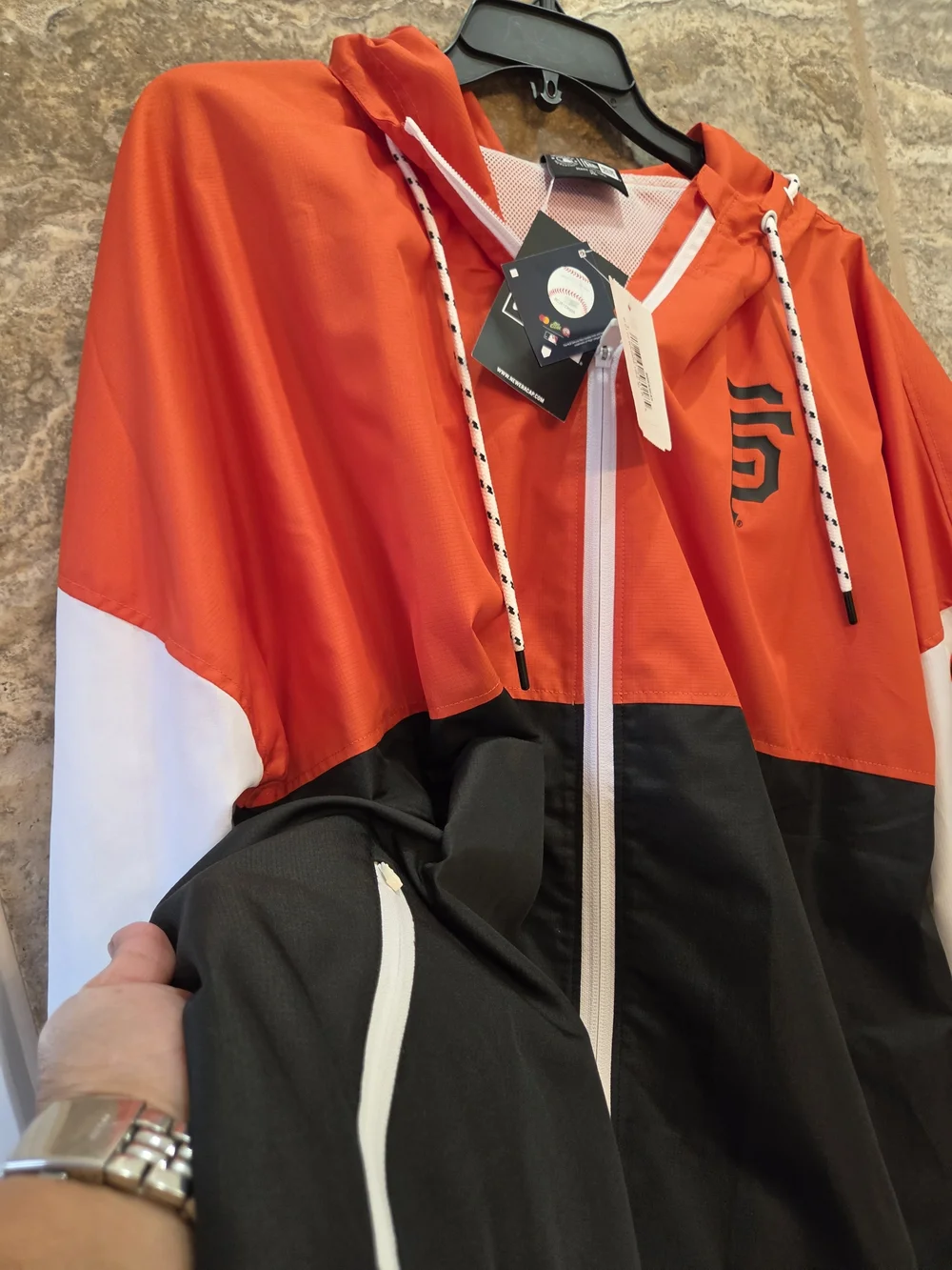 NWT New Era San Francisco Colorblock Windbreaker Jacket - Orange/Black/White